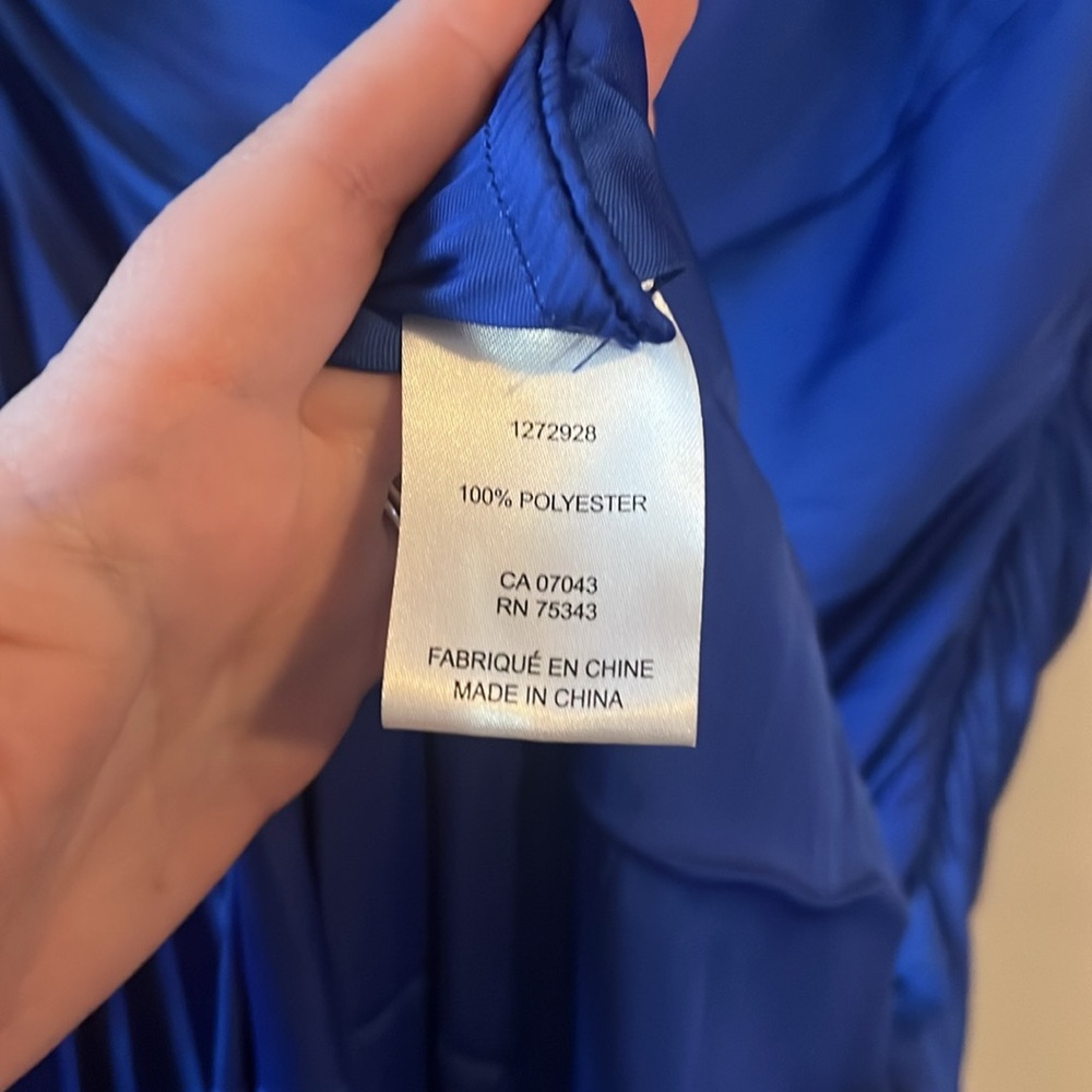 NWT House of Harlow Royal Blue One-Shoulder O-Ring Pleated Gown Large - Picture 7 of 12